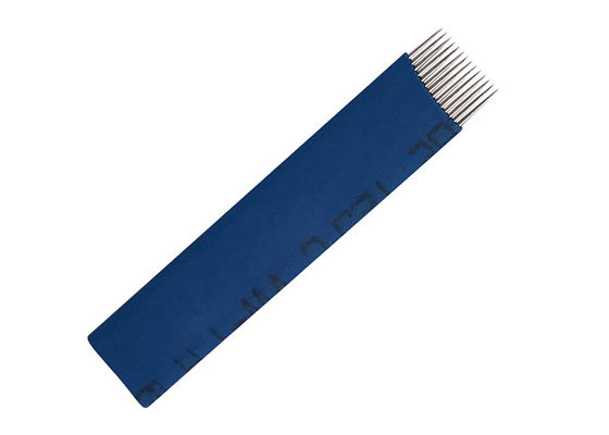 中国 青い14Pins平らで永久的な構造の針の眉毛はさみ金の入れ墨の針 サプライヤー