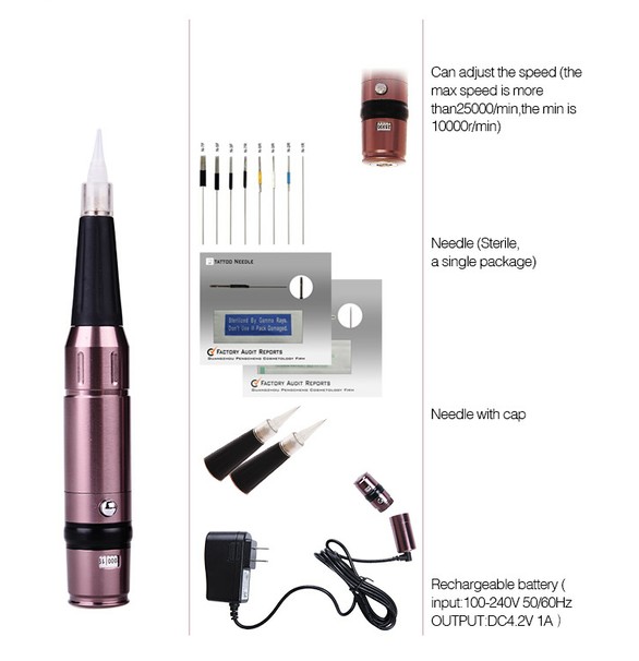 小さいパターン入れ墨、眉毛および唇のための最も新しく再充電可能で永久的な構造のペン 1