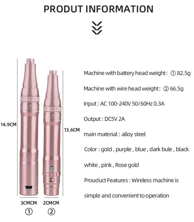 プロ バッテリー 眉毛 タトゥー マシン 0-3.5mm 針突出と無線デザイン 1