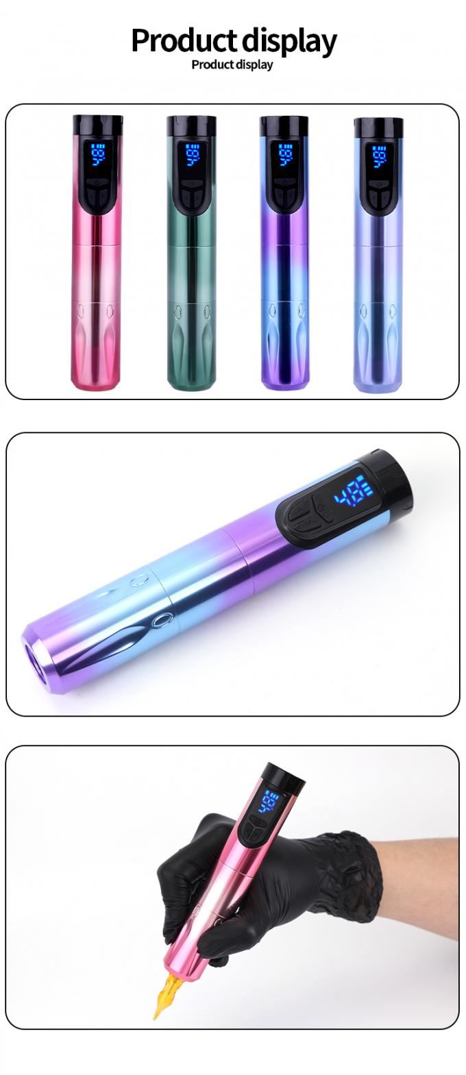 14500mAh 備蓄電池 パワー ワイヤレス タトゥー マシン LCD ディスプレイと交換可能な電池 航空機 アルミ デザイン 7