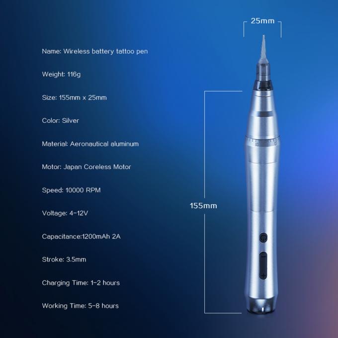 ワイヤレス皮膚検査機 SPMU ワイヤレス眉毛 永久化粧 ユニバーサルカートリッジ マイクロブレディング マシン タトゥーペン 2