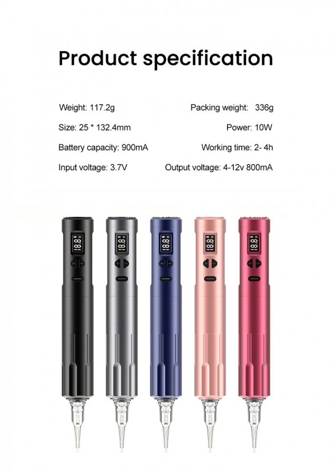 10Wワイヤレス 皮膚検査 タトゥーマシン ワイヤレス 永久化粧機 RCAコネクタ ボディマシン 長さ24*132.4mm 8