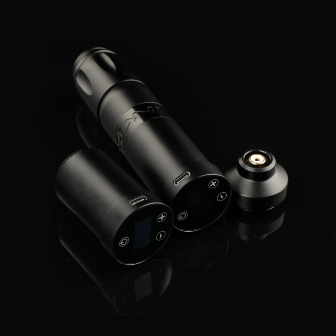 ステンレス鋼 1800mAh NARW ワイヤレス タトゥーマシン 1 OLED ディスプレイ タッチスクリーン バッテリー 回転 タトゥーガン タトゥーペンは RCA パワー付き 5