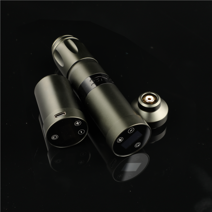 ステンレス鋼 1800mAh NARW ワイヤレス タトゥーマシン 1 OLED ディスプレイ タッチスクリーン バッテリー 回転 タトゥーガン タトゥーペンは RCA パワー付き 7