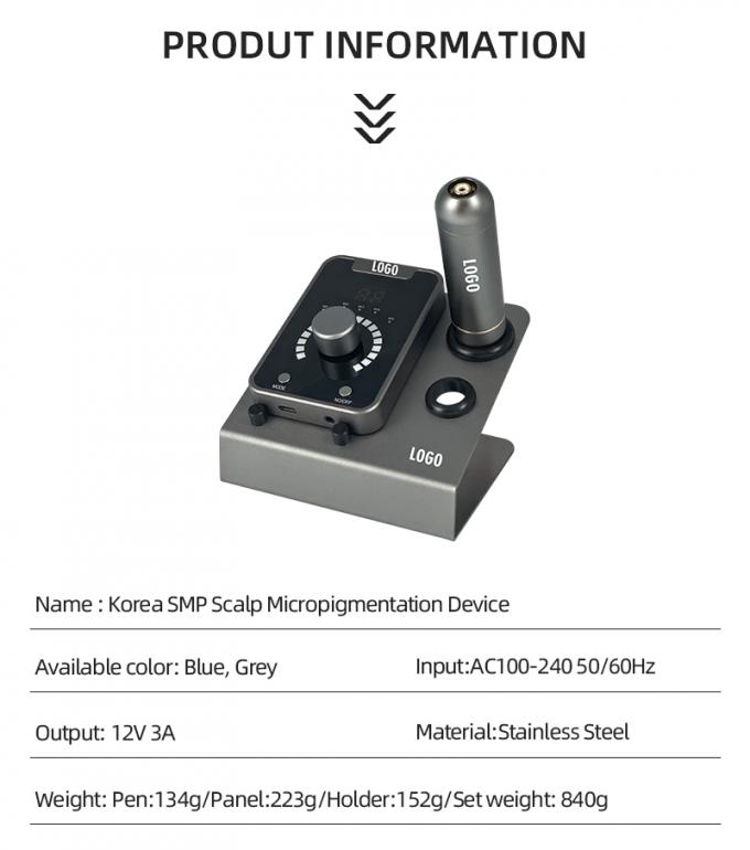 電気銃型 SMP 永久化粧とスイスモータータトゥーマシン付きの頭皮マイクロピグメンテーション装置 ブラックブルー 2