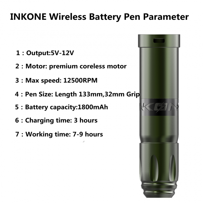 INKONE NARW ブランドデジタル Lcd タッチスクリーンディスプレイ 1800mAh バッテリータトゥーペンマイクロ色素沈着マシンワイヤレスタトゥーマシン 4